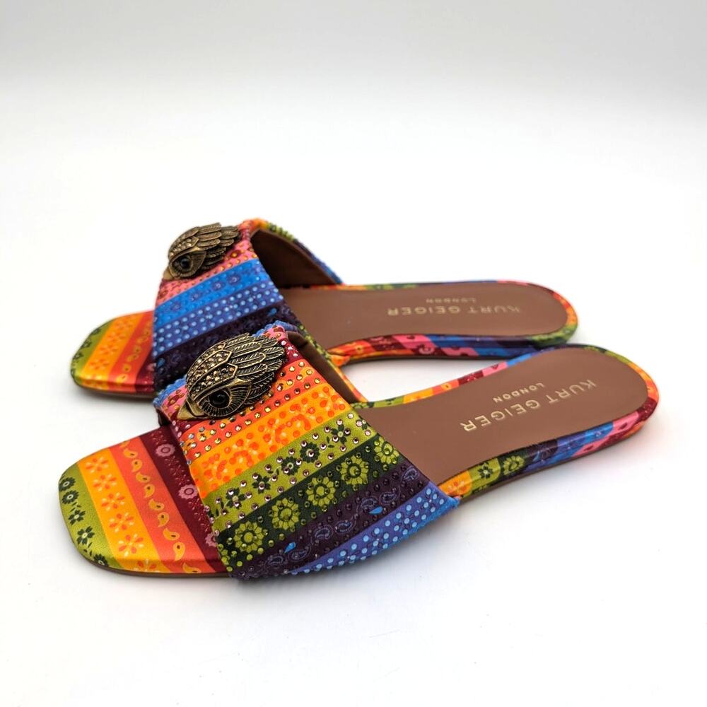 Kurt Geiger Kensington Flat Sandals Open Toe Women's Multi Size US6.5 EU37